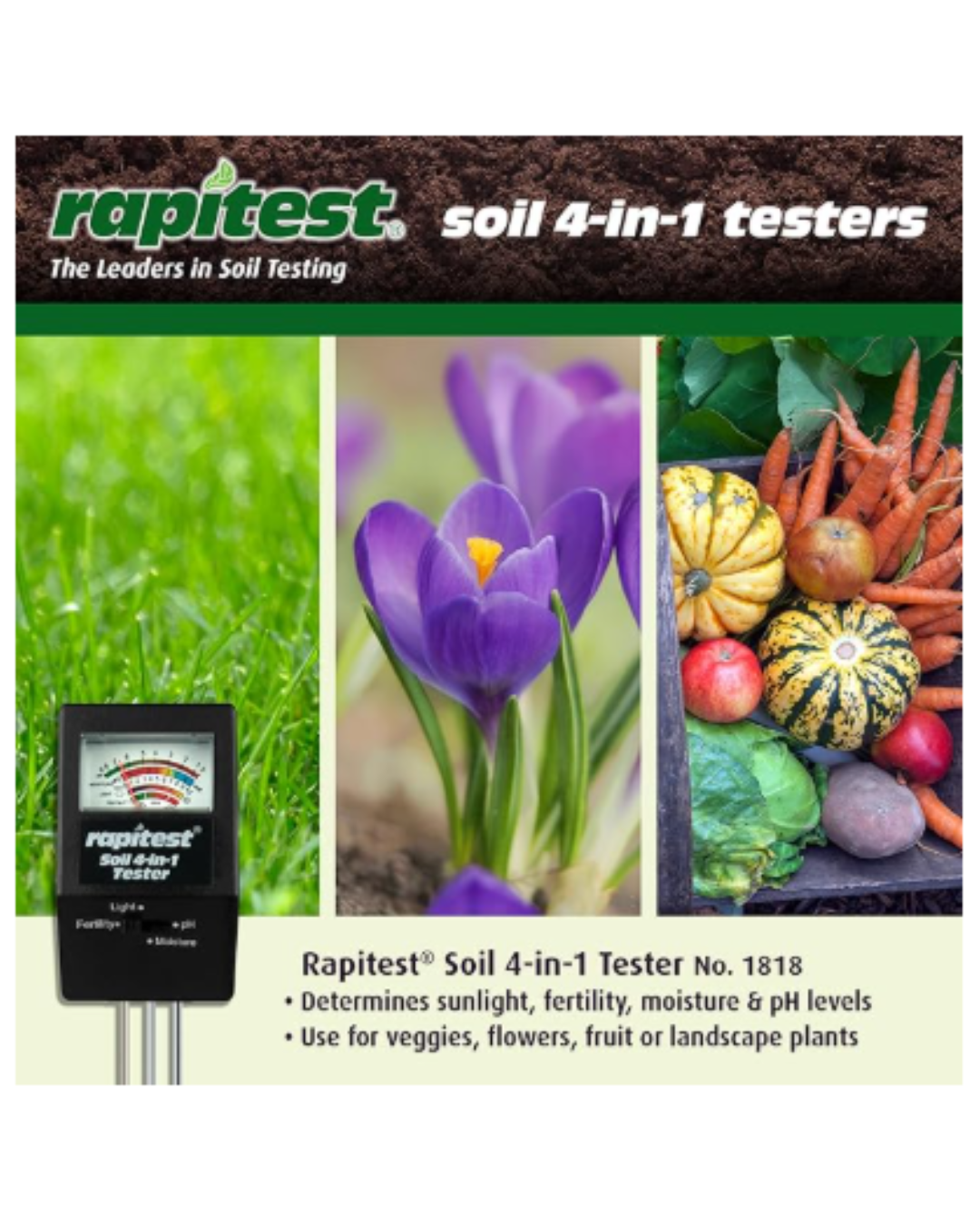 Luster Leaf 1818 Rapitest Mini 4-in-1 Soil Tester